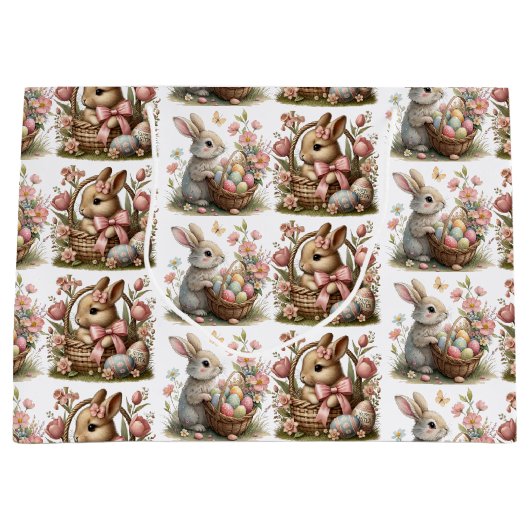 Einige Bunny Oaster Wildblume Kinderdusche Große Geschenktüte (Vorderseite)