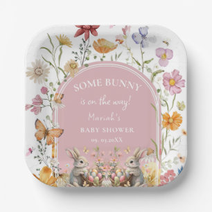 Einige Bunny Oaster Wildblume Kinderdusche Pappteller