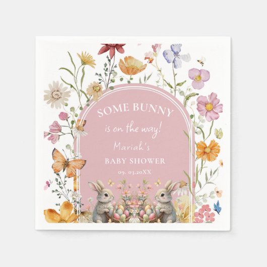 Einige Bunny Oaster Wildblume Kinderdusche Serviette (Vorderseite)