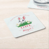 Einige Bunny One Niedlich Rabbit Girls 1. Geburtst Rechteckiger Pappuntersetzer (angewinkelt)