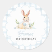 Einige Bunny Pastel Spring Blue Bunny Birthday Gev Runder Aufkleber (Vorderseite)