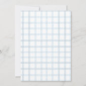 Einige Bunny Pastel Spring Blue Gingham 1. Geburts Einladung (Rückseite)