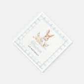 Einige Bunny Pastel Spring Blue Gingham 1. Geburts Serviette (Ecke)