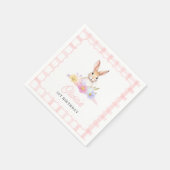 Einige Bunny Pastel Spring Pink Gingham 1. Geburts Serviette (Ecke)
