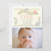 Einige Bunny Pastel Yellow Foto 1. Geburtstag Einladung (Vorderseite)