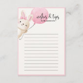 Einige Bunny Pink Balloon Wünsche & Tipps Baby Dus Hinweiskarte (Vorderseite)