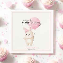 Einige Bunny Pink Bow Ballon Bunny Baby Dusche Serviette