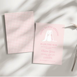 Einige Bunny Special Pink Gingham Baby Dusche Einladung