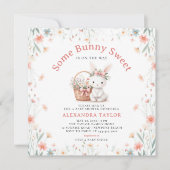 Einige Bunny Sweet Wildblumen Picnic Baby Dusche Einladung (Vorderseite)
