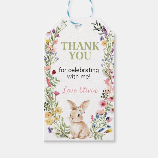 Einige Bunny Wildblume Party Vielen Dank für Ihr I Geschenkanhänger (Vorderseite)
