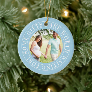Einige Geschenke Blue erwartet Baby Maternity Foto Keramik Ornament