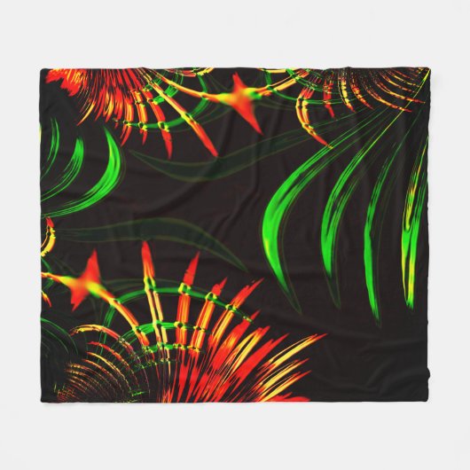 Einige Gras-Blätter, Feuerfarben in "Blume-Blätter Fleecedecke (Vorderseite (Horizontal))