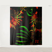 Einige Gras-Blätter, Feuerfarben in "Blume-Blätter Wandteppich (Vorderseite)