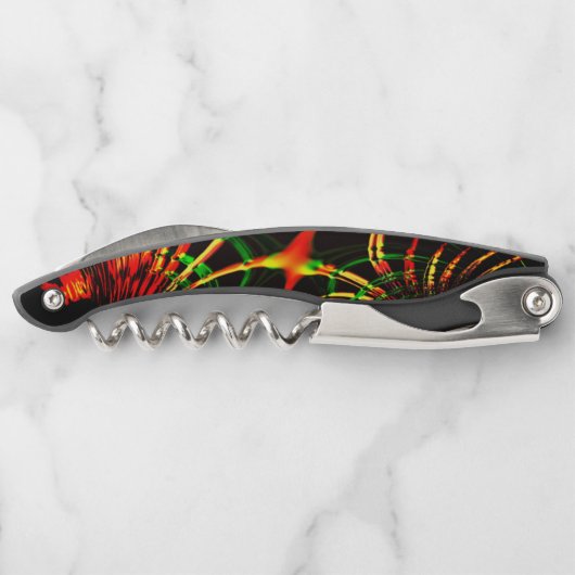 Einige Gras-Blätter und "Blume-Blätter feuern" Kellnermesser (Rückseite)