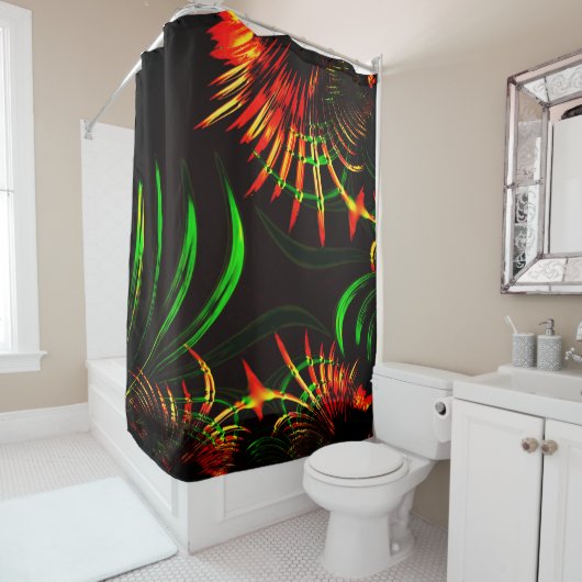 Einige Gras-Blätter und geschnitzte 'Blume-Blätter Duschvorhang (Beispiel)