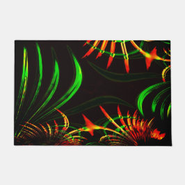 Einige Gras-Blätter und geschnitzte 'Blume-Blätter Fußmatte