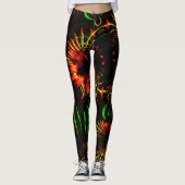 Einige Gras-Blätter und geschnitzte 'Blume-Blätter Leggings (Vorderseite)
