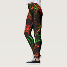 Einige Gras-Blätter und geschnitzte 'Blume-Blätter Leggings