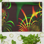 Einige grüne Graskurven und gelbe, feuerfarbene Ku Geschirrtuch (Gefaltet)