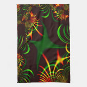 Einige grüne Graskurven und gelbe, feuerfarbene Ku Geschirrtuch (Vertikal)