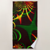 Einige grüne Graskurven und gelbe, feuerfarbene Ku Strandtuch (Vorderseite)