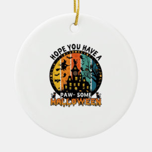 Einige Halloween Spukhaus Hexe Schwarze Katzen_ Keramik Ornament