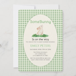 Einige Häschen-Baby-Party Grün Einladung