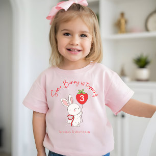 Einige Hase Erdbeer-Rosa Geburtstagsfoto Baby T-shirt