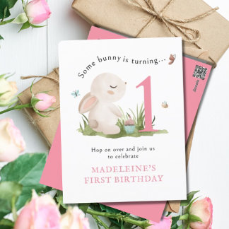 Einige Sonne ist eine Rosa Einladung 1. Geburtstag Postkarte
