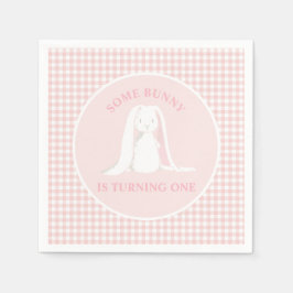 Einige Sonne ist One Pink Gingham Birthday Serviette