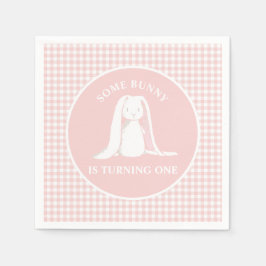 Einige Sonne ist One Pink Gingham Birthday Serviette