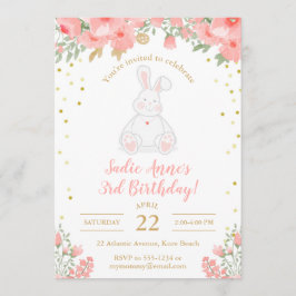 Einige sonnige Birthday Watercolor Floral Pink Gol Einladung
