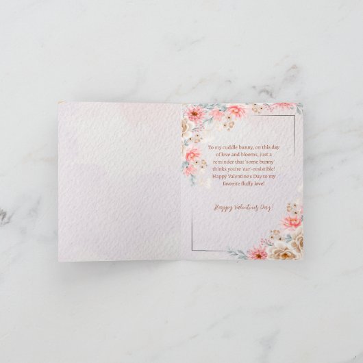 Einige sonnige Lieben Pink Bunny Valentine's Day Karte (Innenseite)