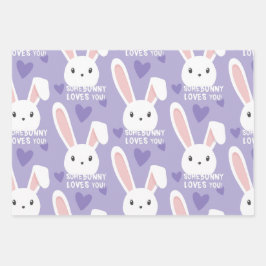 Einige sonnige Lieben Sie Niedliche Herzen Lila Va Geschenkpapier Set