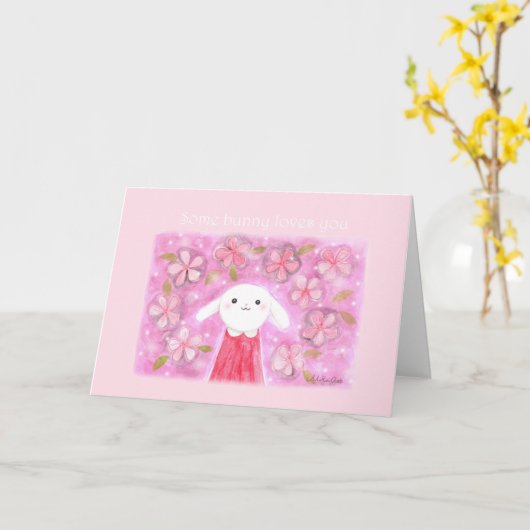 Einige sonnige Lieben Sie Niedlichen Hase I Liebe  Karte (Gelbe Blume)