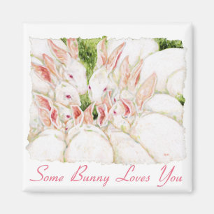 Einige sonnige Lieben - Weißes Kaninchen-Magnet Magnet