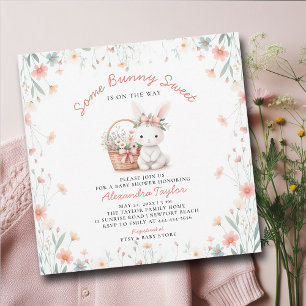 Einige sonnige süße Wildblumen Pink Bow Baby Dusch Einladung