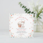 Einige sonnige süße Wildblumen Pink Bow Baby Dusch Einladung (Stehend Vorderseite)