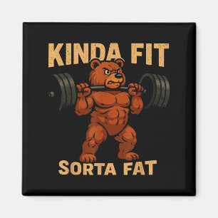 Einigermaßen fit, irgendwie fett, starker Cartoon- Magnet
