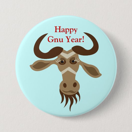 Einiges Gnu Stuff_Gwendolyn Gnu_Happy Gnu-Jahr! Button (Vorderseite)