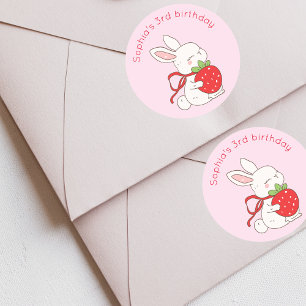 Einiges Häschen Erdbeeren Geburtstag Runder Aufkleber