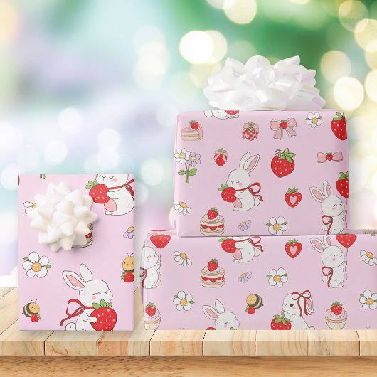 Einiges Häschen Geburtstag Rosa Geschenkpapier