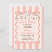 Einiges Häschen Pastell Rosa Ostern Mädchen 1. Geb Einladung (Vorderseite)