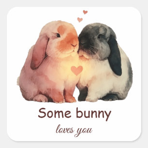 Einiges Kaninchen Liebt Dich Paarl Liebe Quadratischer Aufkleber