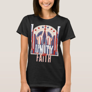 Einigkeit im Glauben: Eine patriotische Denim-Jack T-Shirt