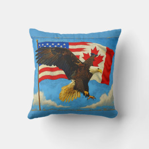 Einigkeit - Kanadische Flagge, US-Flagge und Adler Kissen