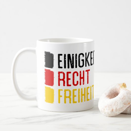 Einigkeit Recht Freiheit, Motto Deutschlands Kaffeetasse (Mit Donut)