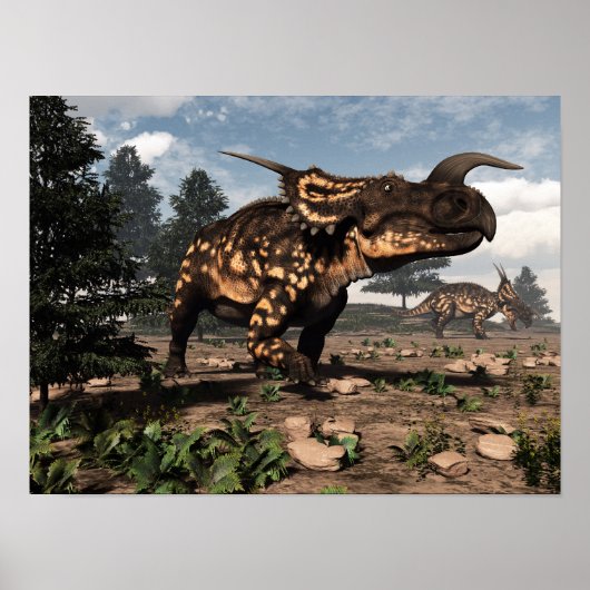 Einiosaurus-Dinosaurier in der Wüste - 3D-Darstell Poster (Vorne)