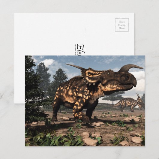 Einiosaurus-Dinosaurier in der Wüste - 3D-Darstell Postkarte (Vorne/Hinten)
