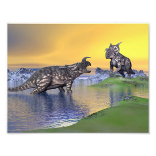 Einiosaurusdinosaurier durch Sonnenuntergang - 3D Fotodruck